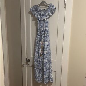 THML Blue White Maxi Dress